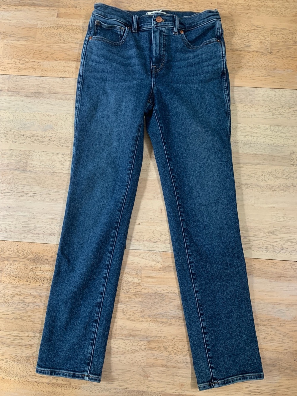 Madewell Mid Rise Stovepipe Jeans in Dark Blue Denim sz28